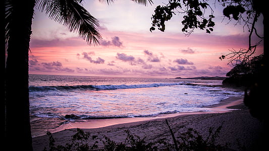 seashore near ocean during sunset thumbnail
