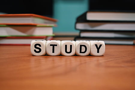 study cube letter on brown wooden board thumbnail