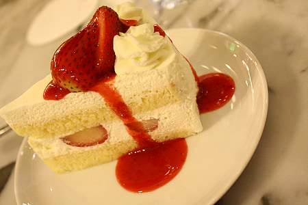 strawberry cake on white ceramic plate thumbnail