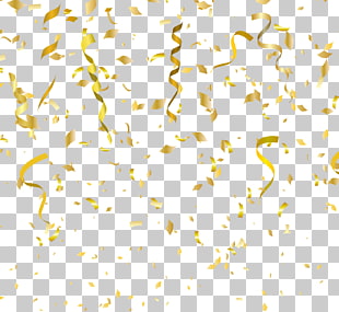 Paper Birthday cake Party Christmas, painted golden fireworks floating confetti cracker, yellow confetti PNG clipart