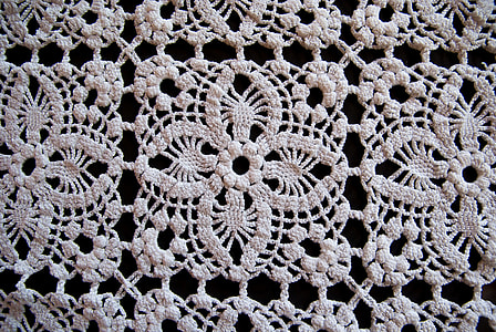 white knit floral textile on black surface thumbnail