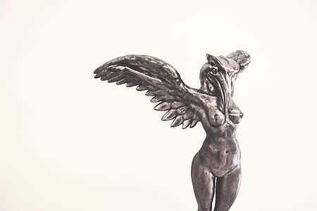 gray harpy figurine with white background thumbnail