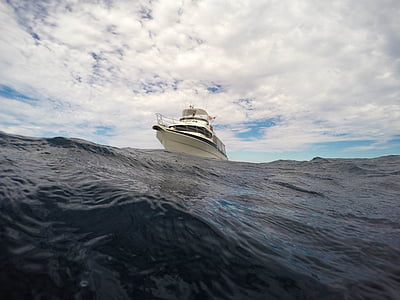 white yacht on ocean thumbnail