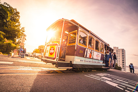 Sun Shining Through The Iconic San Francisco Cable Car thumbnail