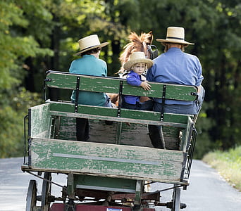 focus photo of three people sitting riding carriage thumbnail