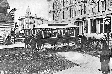 First Streetcar in Seattle in 1884, Washington thumbnail