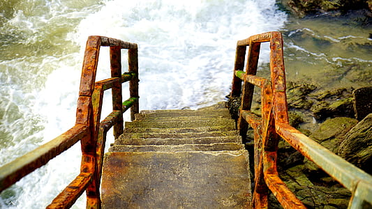 stairs, landscape, beach, water thumbnail