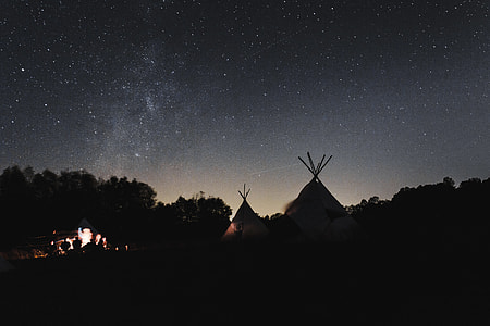 stars, silhouette, photo, huts thumbnail