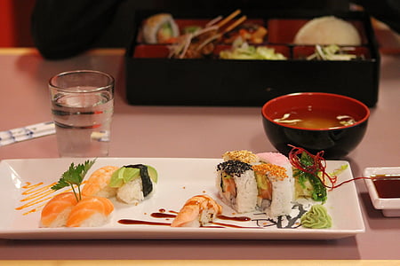 several sushi on ceramic plate thumbnail