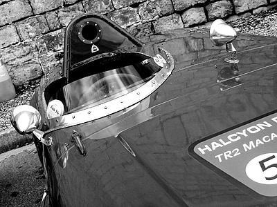 grey scale photo of vintage sports car thumbnail