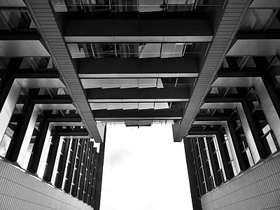 black-and-white, city, sky, buildings thumbnail