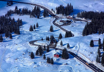 aerial view of hill covered with snow thumbnail