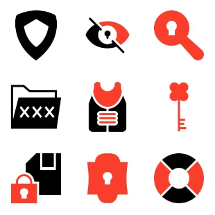 Security Double Color Red and black vol 2 svg vector icon sets