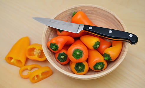 Orange Bell Pepper on Brown Bowl thumbnail