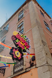 Streets decorated for the Saint Anthony Feast in Lisbon, Portugal thumbnail