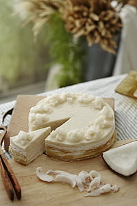 cake on wooden tray thumbnail