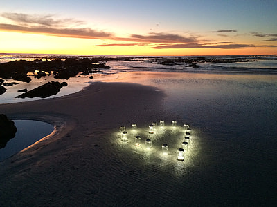 heart shape LED lights during nighttime thumbnail