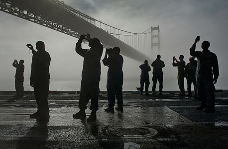 people taking photo of the Golden Gate Bridge in San Francisco, U.S.A. during foggy day thumbnail