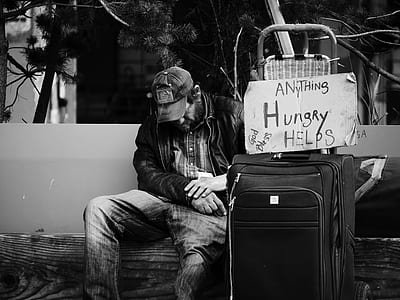 homeless man sitting on the street thumbnail
