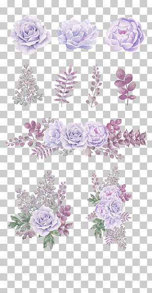 , Lavender fresh flowers decorative patterns, purple petaled flower illustration PNG clipart