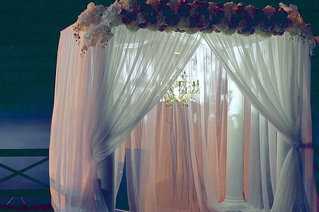 selective focus photographed of white sheer drape curtain thumbnail