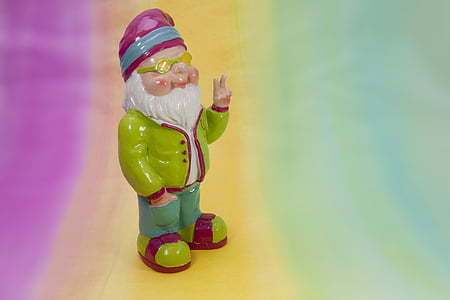 dwarf making peace sign ceramic figurine thumbnail