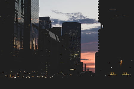 silhouette of buildings on blue and white sky thumbnail