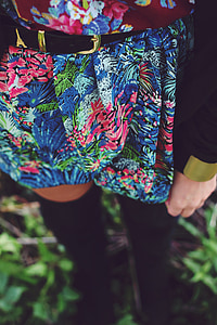 blue and pink floral skirt thumbnail