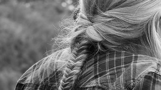 grayscale photo of woman with braided hair thumbnail