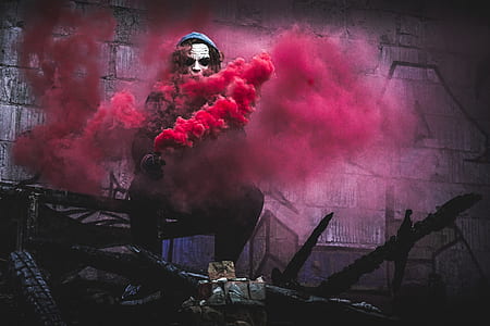 man covered with smoke thumbnail