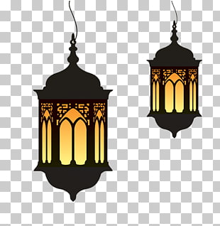 Ramadan Eid al-Fitr Lantern , Ramadan cartoon lights, two black pendant lamps PNG clipart