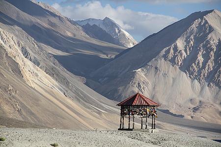 empty gazebo against mountain thumbnail