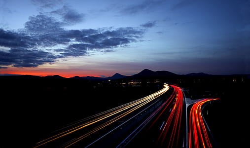 road, traffic, dawn, landscape thumbnail