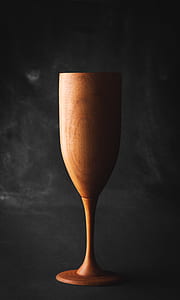 brown wooden long-stem wine glass thumbnail