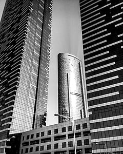 grayscale photography of high rise buildings thumbnail