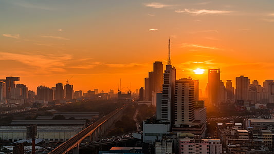 aerial view of buildings during golden hour thumbnail