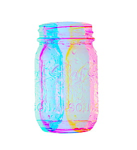 teal, yellow, and pink glass jar thumbnail