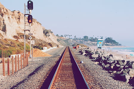 train railway near seashore thumbnail