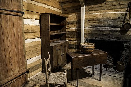 Shelves and furniture in frontier house in Tennessee Musuem thumbnail