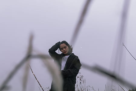 Woman in Black Jacket and White Shirt Outfit thumbnail