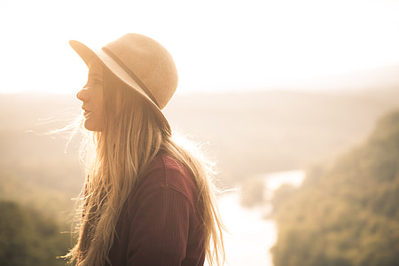woman with brown hat in shallow focus shot thumbnail