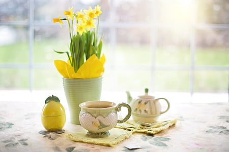 white and green ceramic mug thumbnail