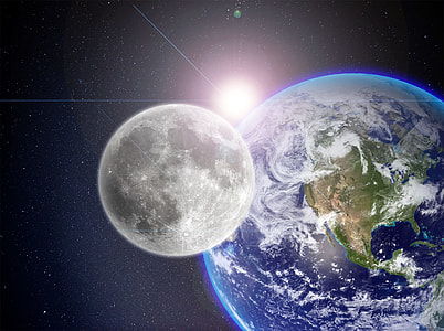 outer space photography of moon and earth thumbnail