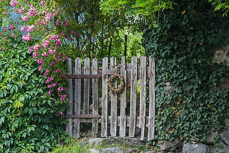 brown gate between plant fence thumbnail