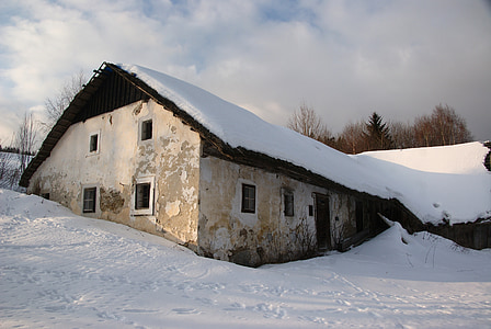 white painted house coated snow thumbnail