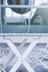 closeup photo of white wooden folding chair thumbnail