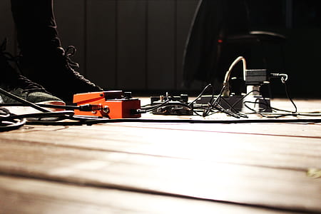 red guitar effects on floor thumbnail