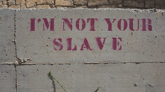 I'm Not Your Slave text on gray concrete wall thumbnail