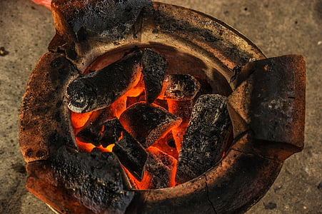 concrete charcoal stove with burning coal inside thumbnail