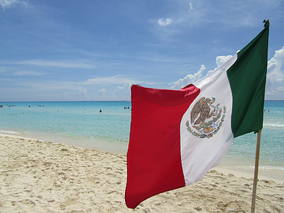 flag of Mexico standing on seashore thumbnail